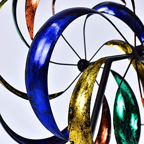Win Wind Spinner-Outdoor Metal Kinetic Kinetic Garden Wind Spinners - Decorative Lawn Ornament Wind Mill - Unique Outdoor Lawn and Garden Décor