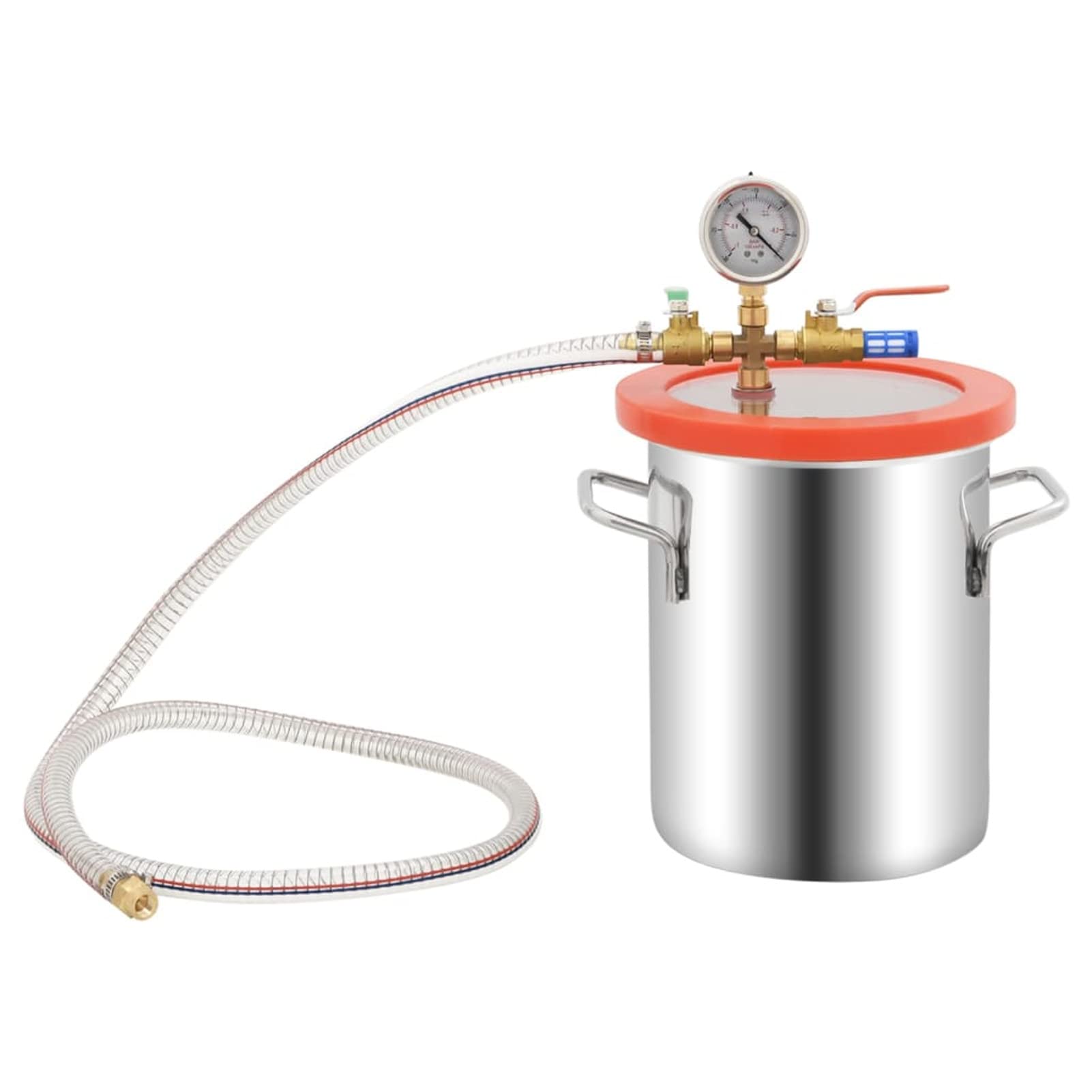 Festnight Vakuumkammer Edelstahl mit Einstufiger Pumpe 5,5 L Vacuum Pump Vakuumentgasungskammer Unterdruckpumpe