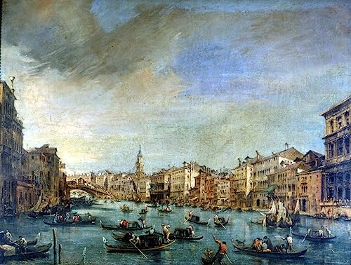 Tableau vue du canal Francesco Guardi 60x90cm pour décoration salon