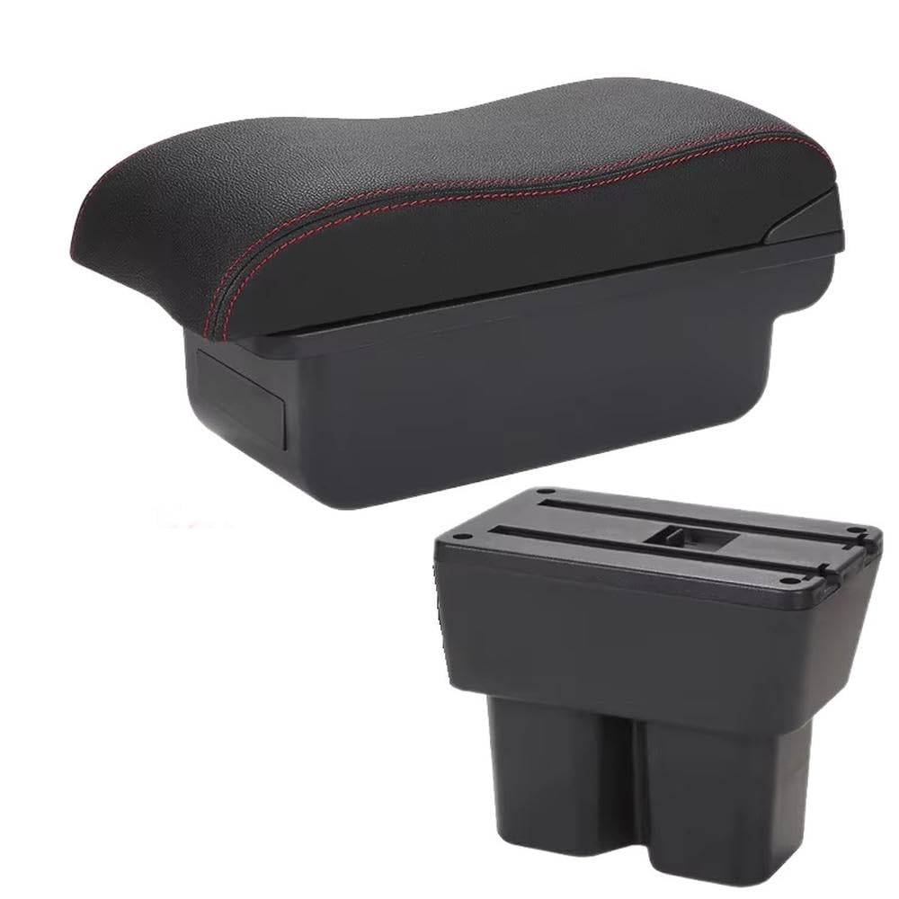 FSOZDBBPL For Suzuki Jimny JB74 2018-2024 Car Armrest Box Retrofit Parts Center Console Storage Box Interior Parts(C1 Black red NO USB)