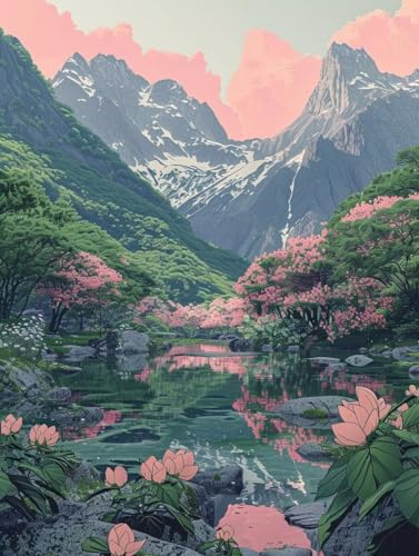 Broderie diamant paysage 5D DIY grand format 80x110cm pour loisirs créatifs adultes
