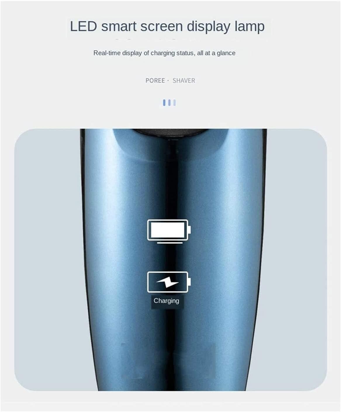 Afeitadora eléctrica IPX7 Impermeable Recargable, afeitadoras rotativas húmedas y secas for Hombres, maquinillas de Afeitar eléctricas con Recortadora emergente, Azul
