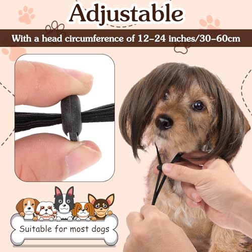 Molain 1 Stück Haustier Perücken mit verstellbaren Riemen, Lustige Hunde Katzen Cosplay Perücke Hundekostüm Weihnachten Perücken Band für Kleine Mittelgroße Hunde Perücken Weihnachten Dekorationen