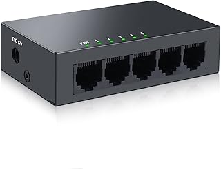 SODOLA 5 Port Gigabit Ethernet Switch|Mini Metal Housing Switch|Plug&Play|Fanless Design| Desktop Ethernet Splitter |Quiet Unmanaged Network Switch