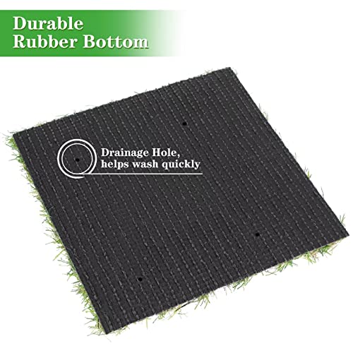 GLOBREEN Thick Artificial Grass Squares Mat, 12" x 12" Green Easter Table Centerpiece Placemats, Fake Turf Pads for Dogs, Patio, Indoor Outdoor Decor, 4 Packs