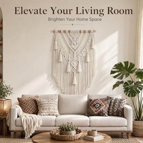 Decoración de pared de estilo bohemio con macramé de algodón 4