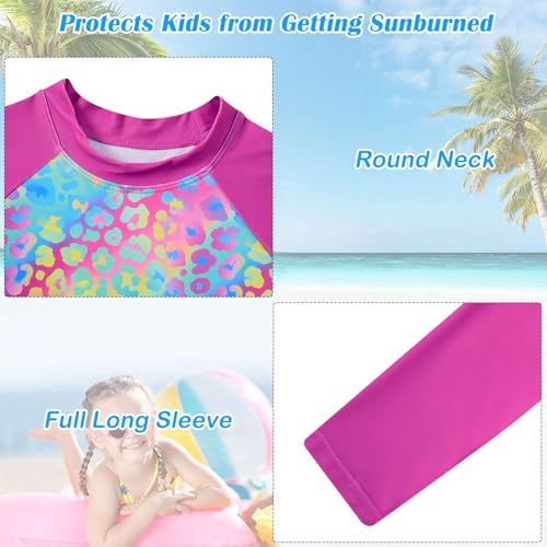 Image of TUONROAD Girls 2 Pieces Rash Guard Swimsuit Long Sleeve Tankini for 4-10 Years