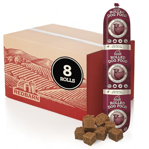 Image of Redbarn Pet Products Premium Rolled Dog Food Lamb Recipe 4 lb 8-Count Soft Semi-Moist High Protein Diet Training Treats Kibble Topper Meal Enhancer for Dogs