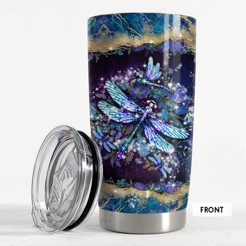 Sandjest Dragonfly Tumbler Marble Drawing 20Oz Tumblers With Lid Gift For Women Girl Daughter Sister Animal Lovers Christmas Birthday #TOP2