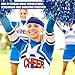 FineCheer 28 Pcs Spirit Support Items 6 Set Team Spirit Week Accessories Including Headbands Whistles Cheerleading Pompoms Sports Stickers for Sports Watching Games Cheering(Blue)