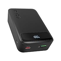 SBS Compact PowerBank, 20000mAh, 20W Power Delivery (PD 3.0 PPS), AFC, Power Bank con Ricarica Rapida, Display LCD, USB-C, USB-A, Caricabatterie Portatile da Viaggio, Design Compatto, Nero