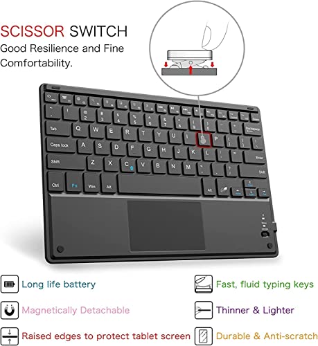 Image of HOM Tri-Fold Detachable Wireless Bluetooth Keyboard with Trackpad /Touchpad Tablet Cover Case for Lenovo Idea Tab 11-inch 2025 Tablet