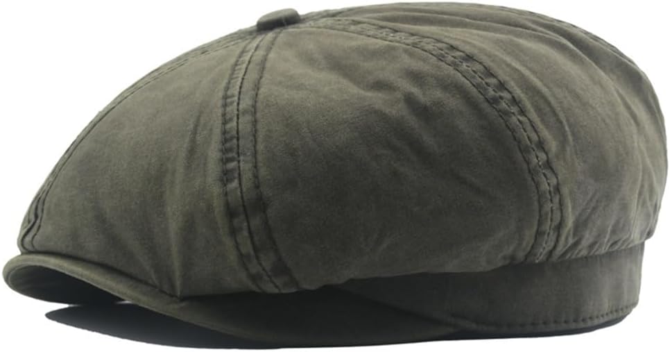 Army Green Octagon Hat Men's Big Circumference Full Closure Painter's Hat Vintage Old Newsboy Cap