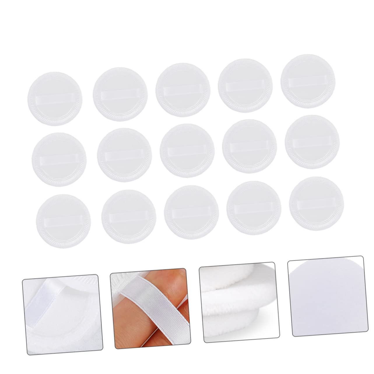 WOONEKY Rounded Cosmetics Powder Puff 15pcs Cotton Makeup Pads for Girls and Makeup Artists