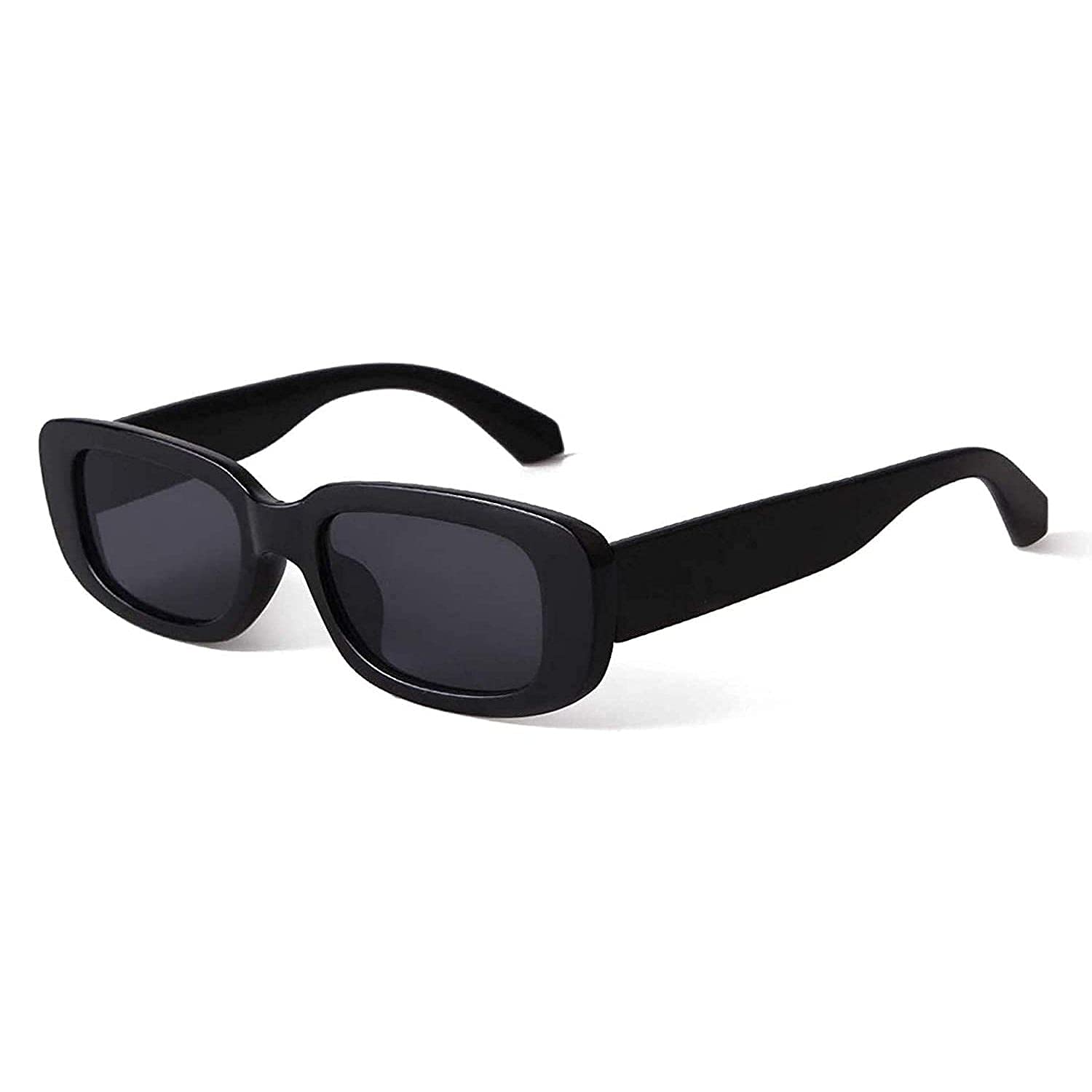 luella Mart Women's Retro Driving Rectangular Sunglasses Black Frame, Black Lens (Medium) Set of 1-picture-2