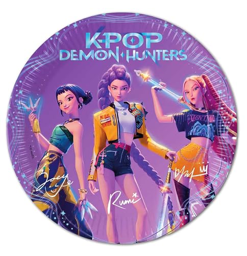Lot de 8 assiettes K-pop Demon Hunters en papier, diamètre 23 cm, décoration de fête d'anniversaire, table pour enfants