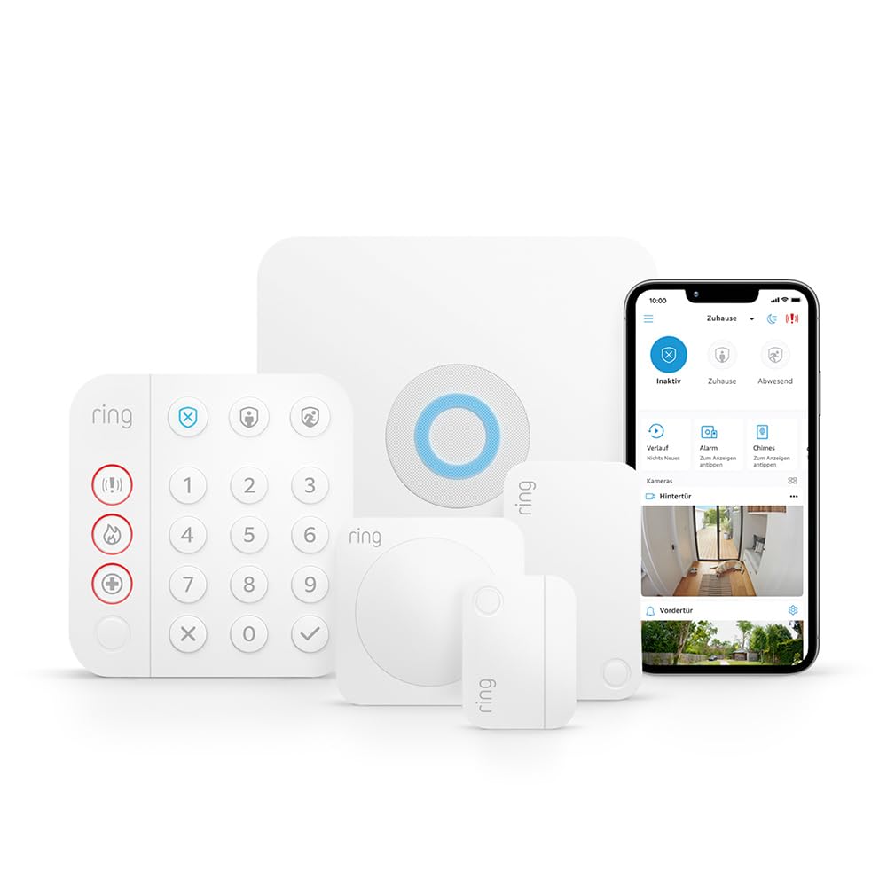 Ring Ring Alarm-Set - S | Alarmanlage für Haus & Wohnung mit WLAN und Sensoren | Alarm-Benachrichtigungen direkt auf dein Smartphone | haustierfreundlich | Funktioniert mit Alexa