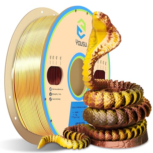 Image of YOUSU 3D Printer Filament Triple Color Silk PLA Filament 1.75mm,Silk PLA Gold Copper Black 3D Printing Filament Bundle, 1kg / 2.2lbs