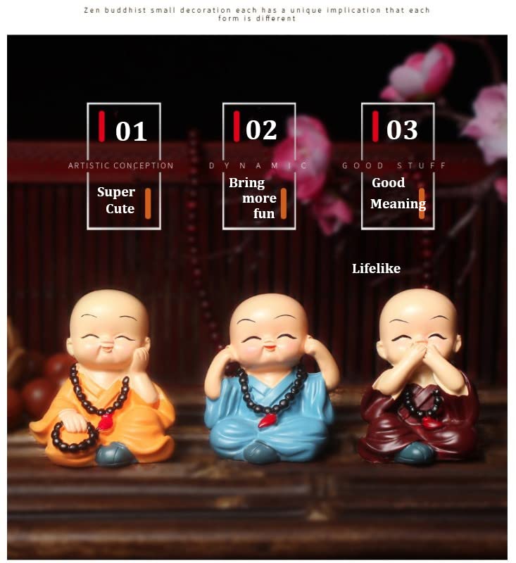 Estatua de Monjes Bebé Decorativos Miniatura 4 pzas miniatura 4