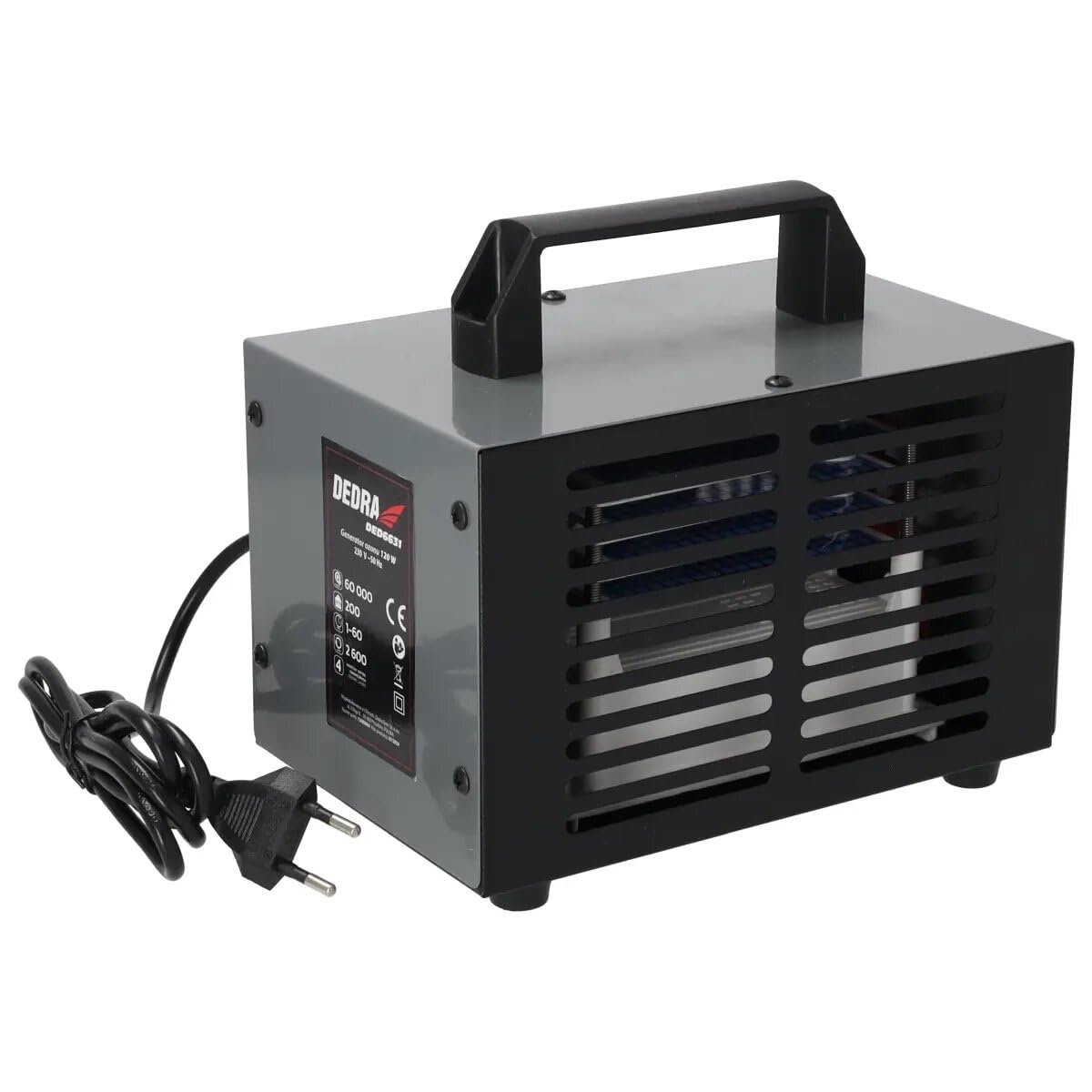 Ozon-Generator DEDRA 60000mg/h 120W stark, Timer: 1-60 min, beseitigt Gerüche und desinfiziert, Luftdurchsatz 200m³/Stunde, mit 4 ozonerzeugende Platten enthalten