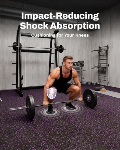 Image of AIRHOP 0.56in Thick 24 Sq Ft Exercise Equipment Mats, 6 Tiles Upgraded Rubber Top with High Density EVA Foam, Large Interlocking Puzzle Gym Flooring for Home Gym, Heavy Weight Workout, 24 x 24in