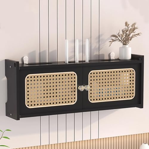 WiFi Router Storage Box, Wall-Mounted Cabinet nizer, Rattan Shelf for Router &amp; Accessories, Stylish Electl Box Concealer, Space-Saving Home Decor