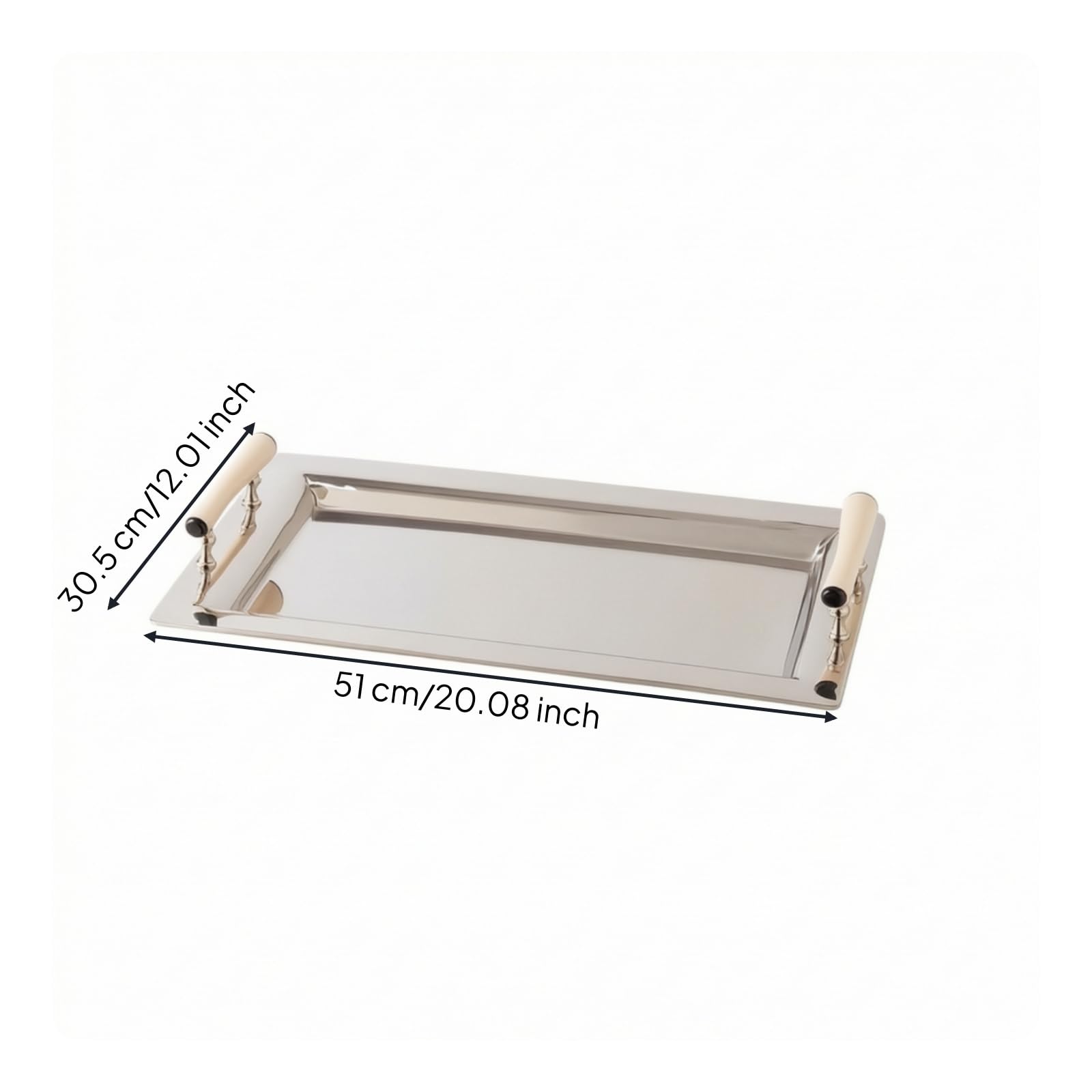 Banja Servicio con Elegante Banja con Multifuncional para Bar, Mesa, 46.5 31 H4cm, Bandeja Rectangular Plateada con Patrón De Diamante Importada