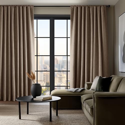 Image of HPD Half Price Drapes - Faux Linen Curtains for Living Room (1 Panel) - 50W X 84L - Textured Room Darkening Curtains for Bedroom 84 Inches Long - Drapes for Home Decor, Dark Gravel (Pack of 10)