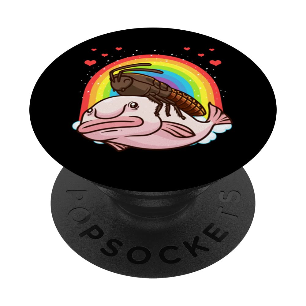 Madagascar Hissing Cockroach And Blobfish Insect Lover PopSockets Swappable PopGrip, Black