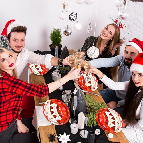 Treasure Cove Christmas Oval Paper Plates 10" x 12" Large Santa Plates Snowflake Disposable Christmas Party Platters for Holiday Xmas Dinnerware Table Decor Party Supplies 24 Pcs – Image 5