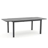 Soleil Jardin Aluminum Patio Extendable Dining Table, 59" - 83", Adjustable Indoor Outdoor Furniture Rectangle Table for 6-8 Person Porch Deck Garden, Dark-Grey