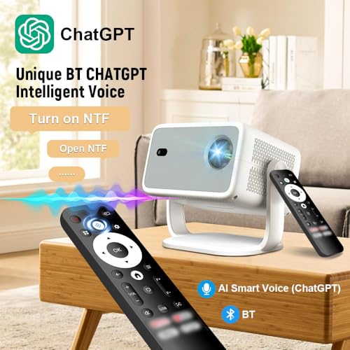 Image of TP350 NTV Smart Projector 1080P Full HD 4K Support| Official Netflix Licensed, Android 13, WiFi 6 & Bluetooth 5.2, Auto & Electric Focus with Voice Remote, 40-120 Inch Home Theater Projector