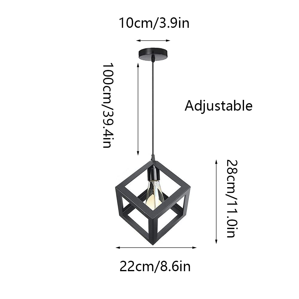Lampa sufitowa, czarny kwadratowy żyrandol Dekoracyjny żyrandol sufitowy Kompatybilny z wyspą kuchenną Przemysłowe żyrandole V-Intage Pusta metalowa lampa wisząca