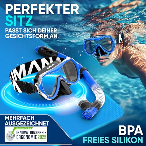 Schnorchelset Erwachsene Aqua Vision Elite Transparent/Blau/Schwarz Comfort Strap