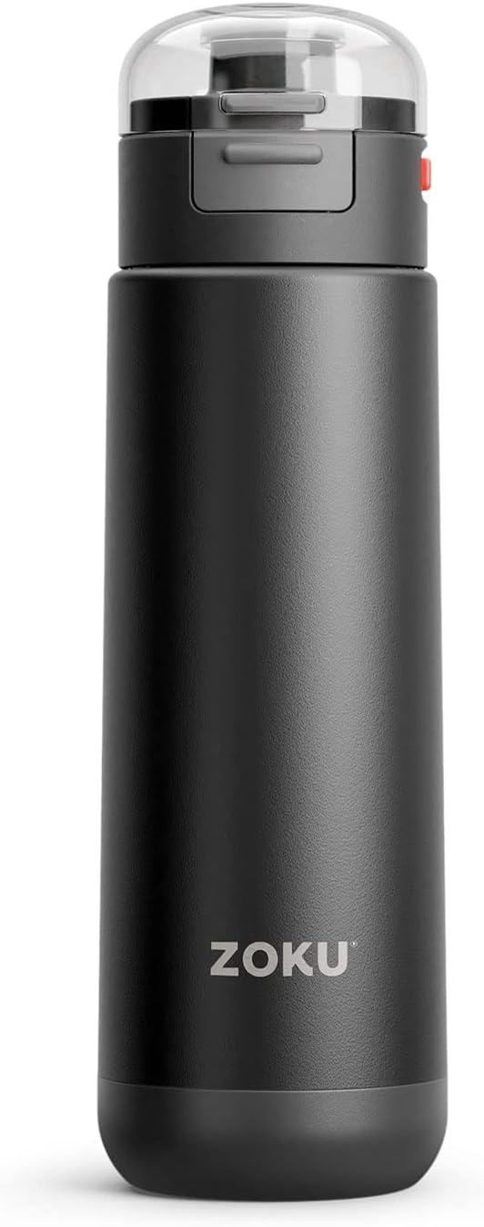 ZOKU Water Bottle, Stainless Steel Bottle, 16.9 fl oz (500 ml), Sporty, Heat Retention, Cold Retention, My Bottle, Double Wall, Stylish, Black