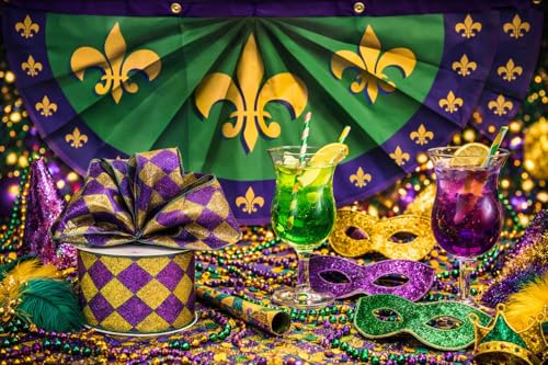 Image of Harlequin Glitter Diamonds Wired Ribbon - 2 1 /2 inch x 10 Yards, Purple and Gold Glitter Diamonds, Green Accents, Mardi Gras Decor, Fat Tuesday, Hanukkah, Holiday Garland, Gifts, Wrapping, Wreaths, Bows