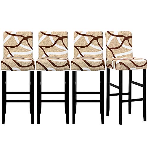 Image of Lellen Jacquard Bar Chair Stool Cover - 4 Pack Stretch Chair Slipcover Pattern for Short Swivel Dining Chair-Counter Height Side Chairs (125845)