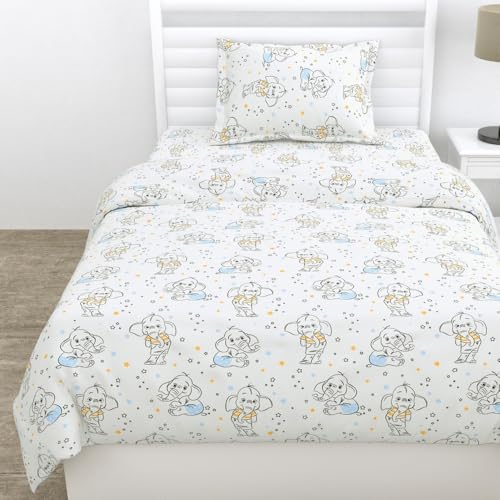 Image of haus & kinder 210 TC Single Bed Sheet Pure Cotton Bedsheets for Single Bed with 1 Pillow Cover, Soft & Breathable Cotton Fabric Savannah Bedsheet,Multicolor