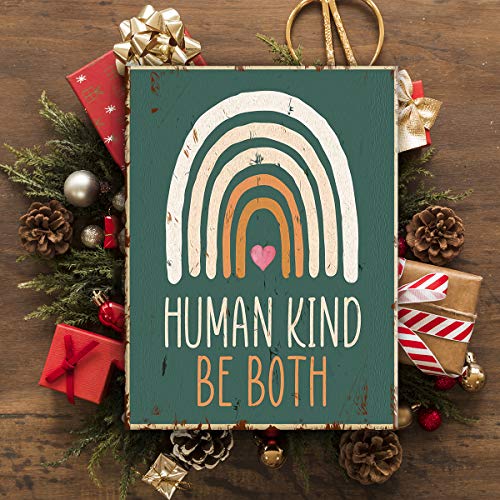 Yuzi-N Inspirational Vintage Human Kind Be Both Poster Canvas Wall Art & Tabletop Decoration - Easel & Hanging Hook 8X10Inch - Retro Motivational Quote Canvas Prints For Home/Office/Living Room Decor #TOP3