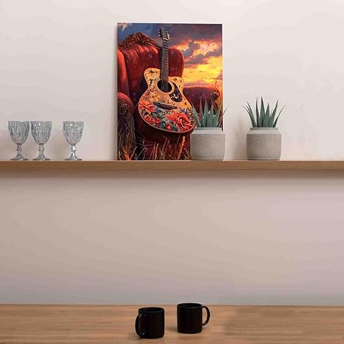 Miniatura 10 de Aihonmin Pintura por números para adultos, música de guitarra, pintura acrílica de acuarela por números para niños principiantes, pintura abstracta