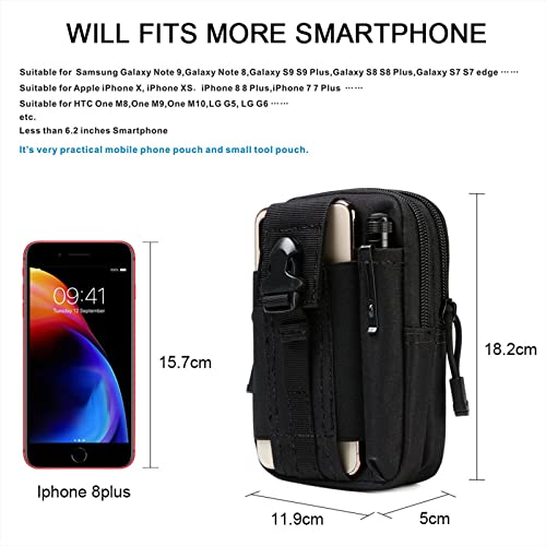 flintronic 2PCS Bolsa Cintura Táctica, Bolso Cinturón Táctica Militar Compacta 1000D Nylon para Teléfono Móvil al Aire Libre Deportes Senderismo y Camping, 2PCS con Mosquetón - imagen 3