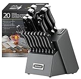McCook® Knife Sets, German Stainless Steel Forged Kitchen Knives Block Set with Built-in Knife Sharpener