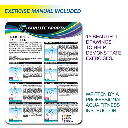 Sunlite Sports High-Density EVA-Foam Dumbbell Set, Water Weight, Soft Padded, Water Aerobics, Aqua Therapy, Pool Fitness, Water Exercise (Ultimate Aqua Fitness Set with Training Manual (6 pcs))