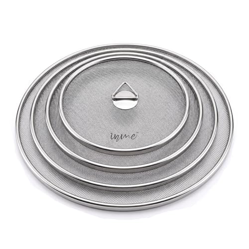 Image of Inme Stainless Steel Net Cover Lid for Vessel Utensil, Milk Cover Jali Multipurpose Net lids for Fruits Food Bowls Kadai Plate Mesh Strainer in Kitchen Dining Table - Set of 4, Silver