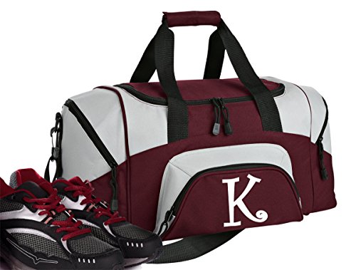 SMALL Personalized Gym Bag Monogrammed Duffel Bag Custom Printed Initial Maroon2