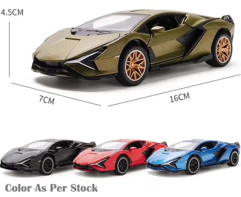 Image of Die-cast Lamborghini Toy Car - 1:32 Scale Alloy Supercar with Openable Doors Lights & Sound, Pull-Back Action Die-Cast Vehicle for Kids, Boys, Car Lovers & Collectors (Multicolor)