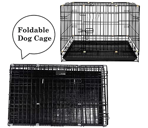 Image of Berlin's Large Dog Cage, Foldable Portable Crate, Double Door with Latches, Removable Tray,(24x17x18inch) (Black, 24 Inch)