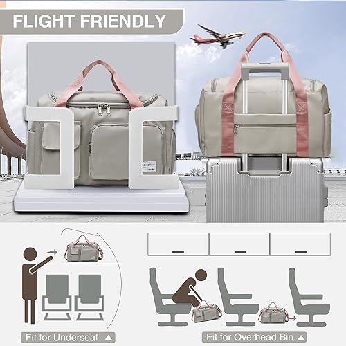 Image of Small Gym Bag for Women, Travel Duffle Bag Carry On Weekender Bag with Shoe Compartment