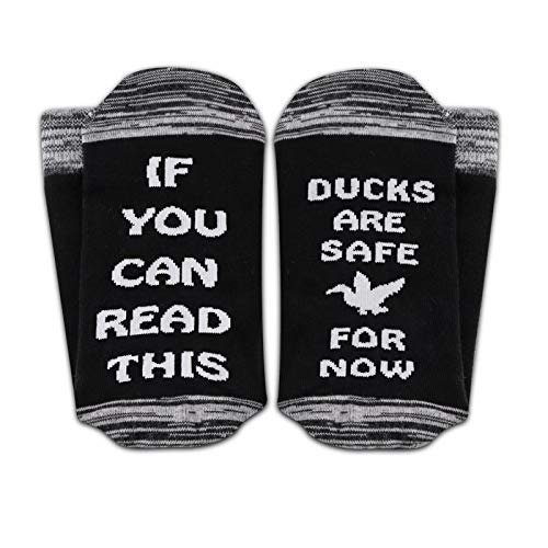 2PAIRS Funny Duck Hunter Hunting Gift If You Can Read This Ducks Are Safe Hunting Socks for Hunters3