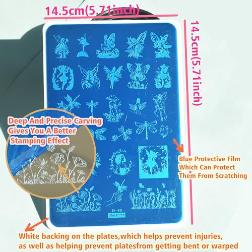 Placa de carimbo de desenho de unhas de fada de borboleta, placa de estampagem de unhas em forma de